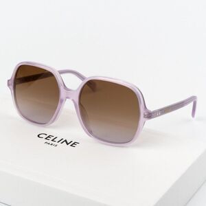 NEW Celine CL40244U 78F CELINE THIN Opal Lilac Brown Women Geometric Sunglasses